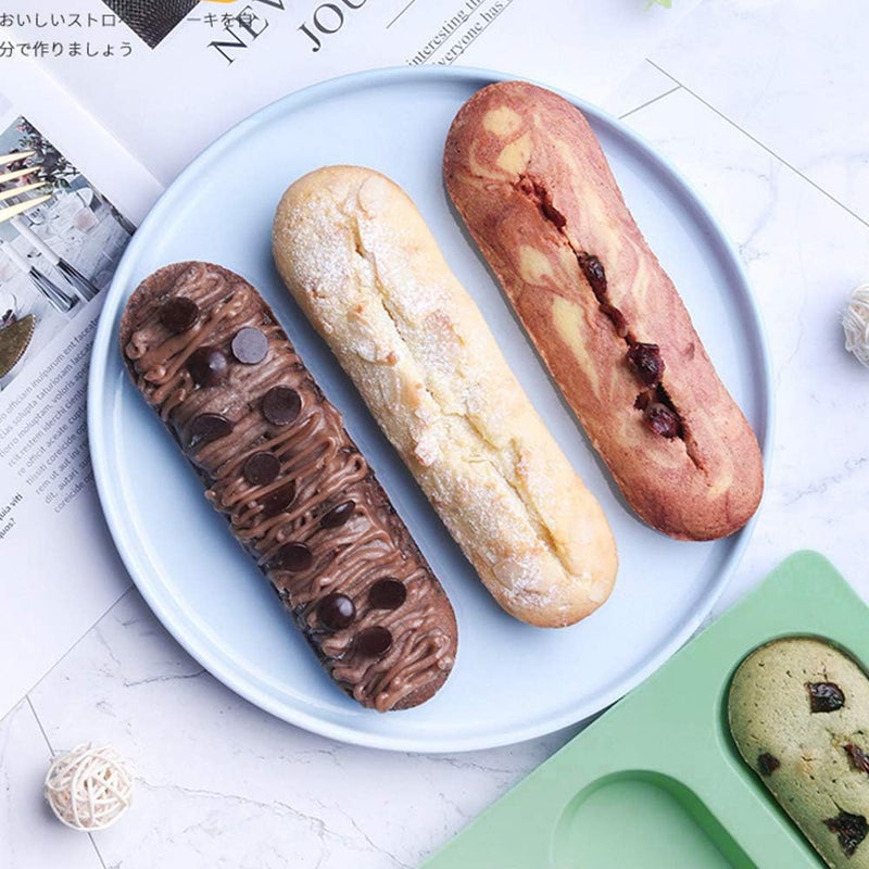 QELEG 2 Pcs Eclair Silicone Molds Hot Dog Bun Granola Bar Mold Nonstick & Heat proof Baking Pan Bread Mold for Homemade Hotdog Bun Rolls - Image 4